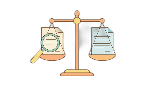 Balance scale with essay