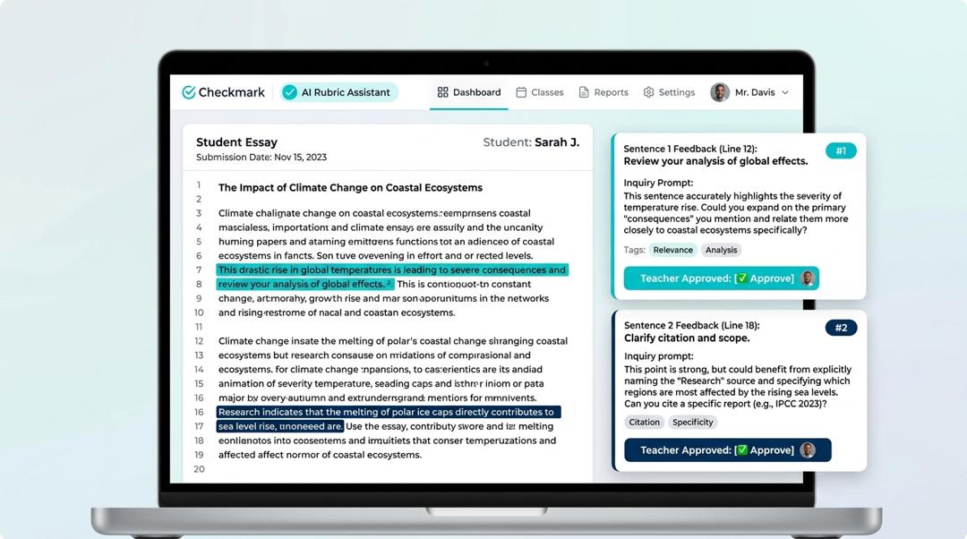 Can AI Rubric Assistants Generate Formative Sentence-Level Revision Prompts for First-Draft Submissions? | Checkmark Plagiarism