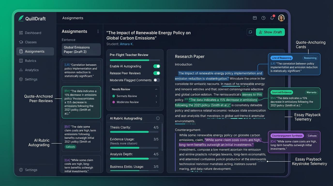 Can Teacher-Controlled AI Autograding Accelerate Formative Peer-Review Cycles on Multi-Draft Research Papers? | Checkmark Plagiarism