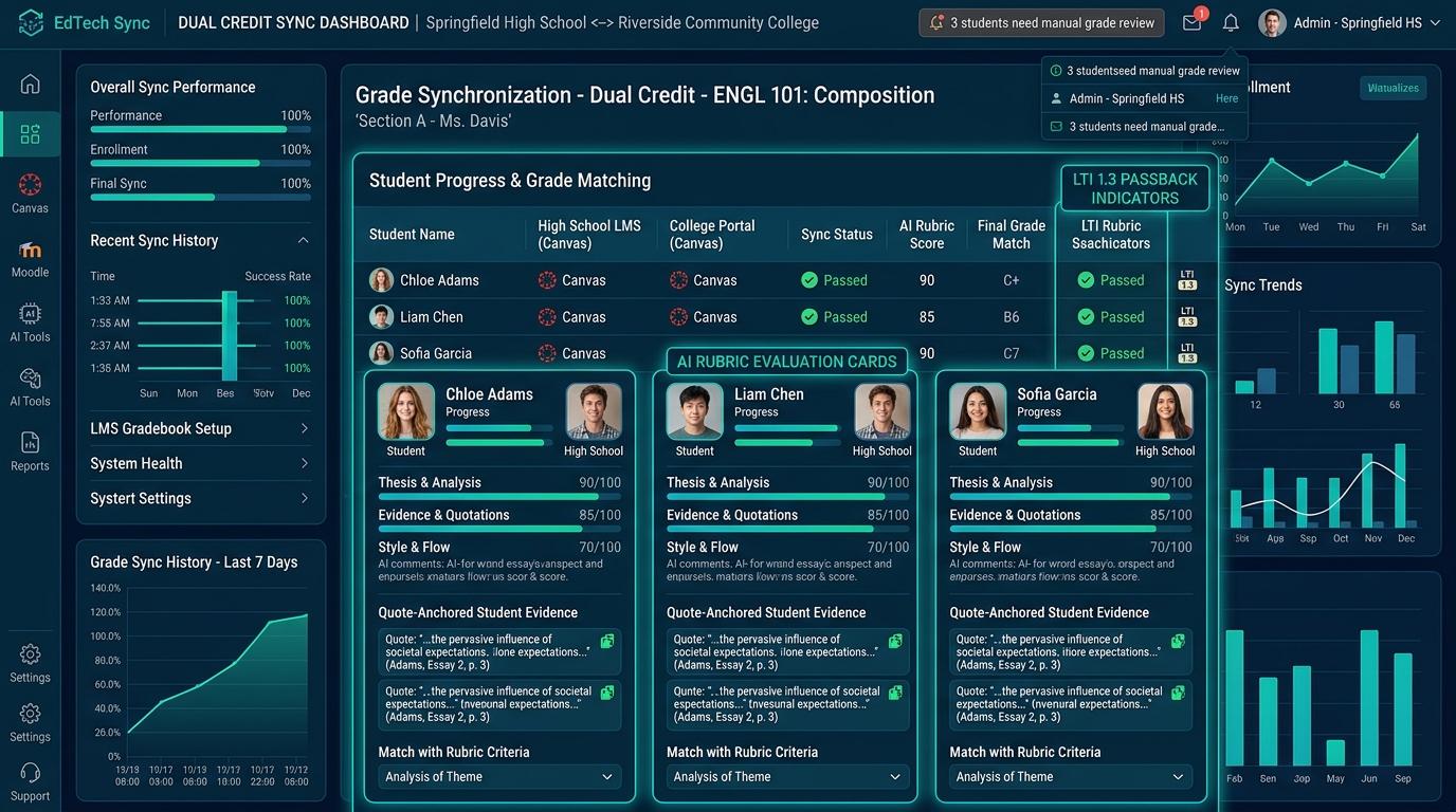 How Can Dual Credit Programs Sync AI-Assisted Rubric Evaluations Across High School and College LMS Portals? | Checkmark Plagiarism