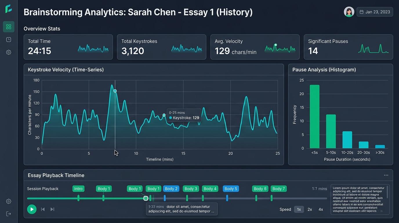 How Can Teachers Use Keystroke Velocity and Pause Analysis to Verify Authentic Student Brainstorming? | Checkmark Plagiarism