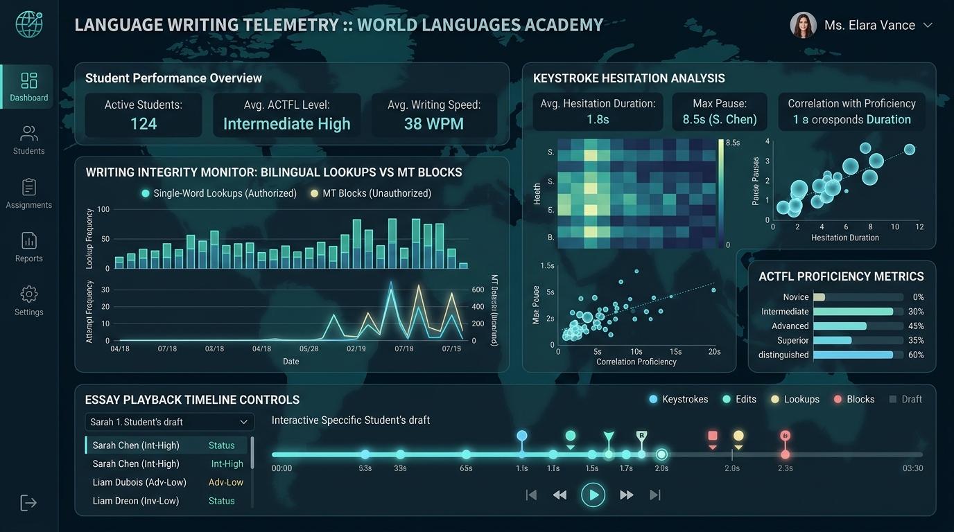 How Can World Language Departments Use Writing Telemetry to Differentiate Legitimate Dictionary Use From Full Machine Translation? | Checkmark Plagiarism