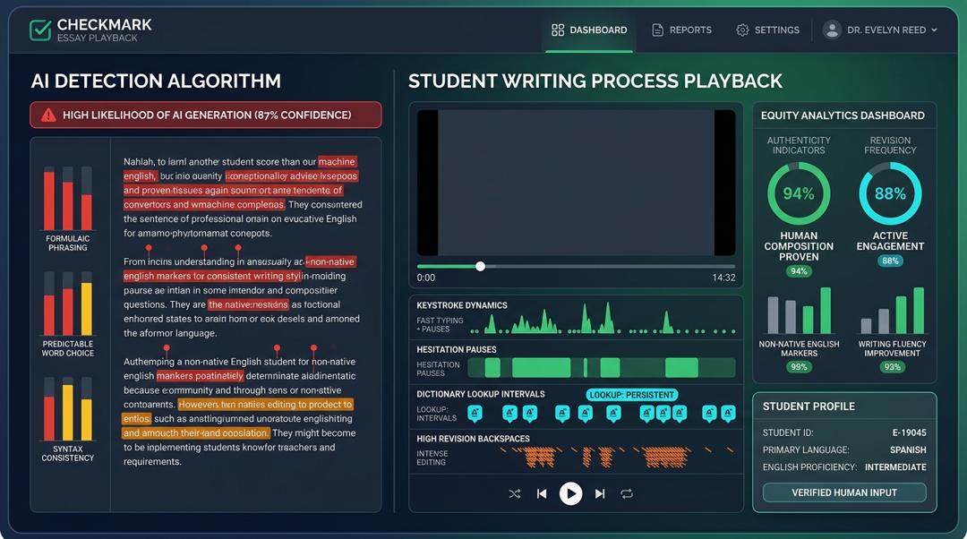 How Can Writing Process Playback Protect Non-Native English Writers From False-Positive AI Accusations? | Checkmark Plagiarism