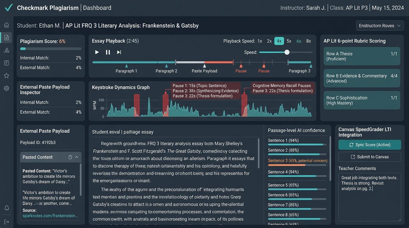 How High School AP Literature Teachers Can Distinguish Authentic Memory Recall from AI Assistance in FRQ 3 Literary Analysis