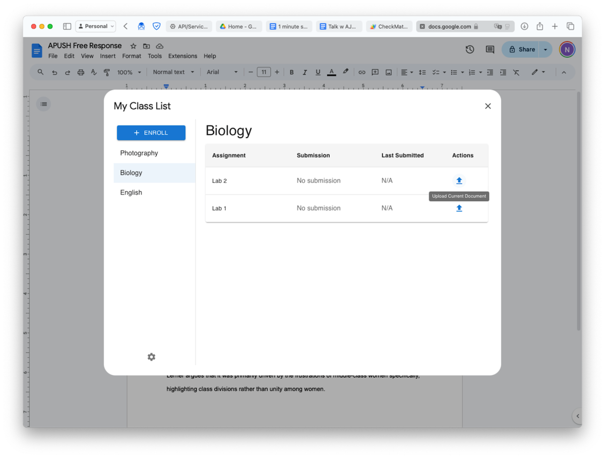 Student guide for using Checkmark Plagiarism Google Docs add-on