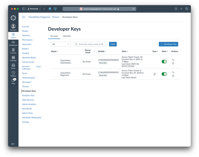 Sharing LTI and API keys to complete Canvas integration