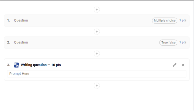 Quiz Questions Outline: Checkmark question appears in quiz sequence