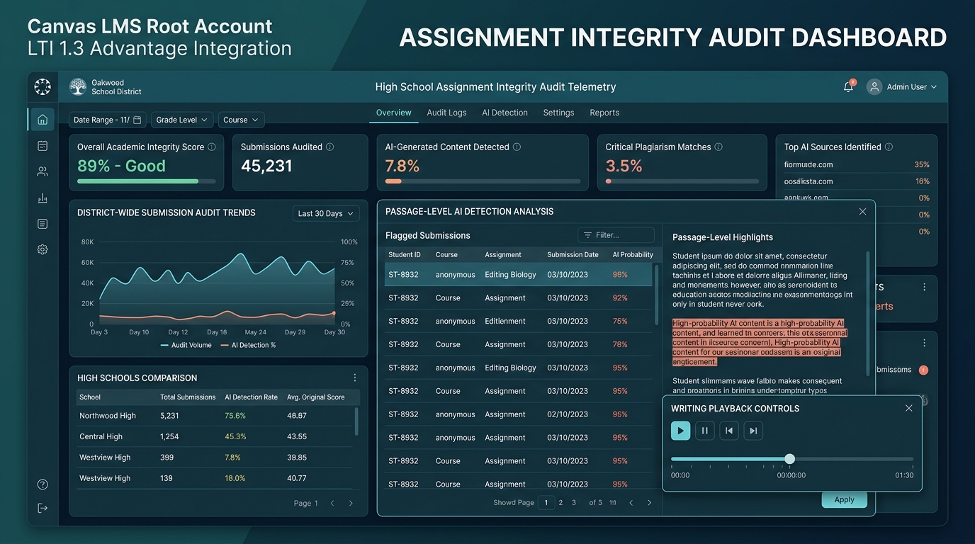District-Wide Canvas LTI 1.3 Assignment Integrity Audit Telemetry Dashboard
