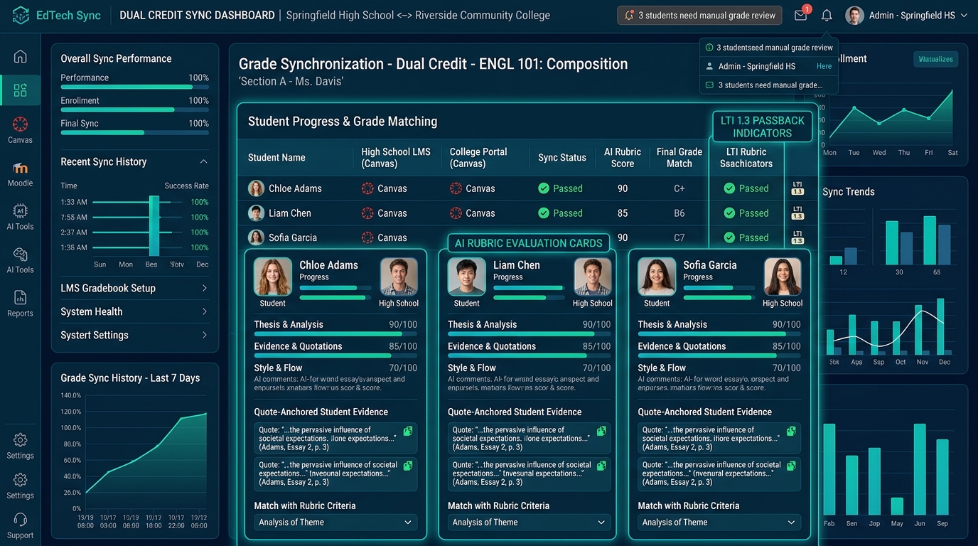 Dual Credit AI-Assisted Rubric Evaluations and LMS Synchronization Dashboard