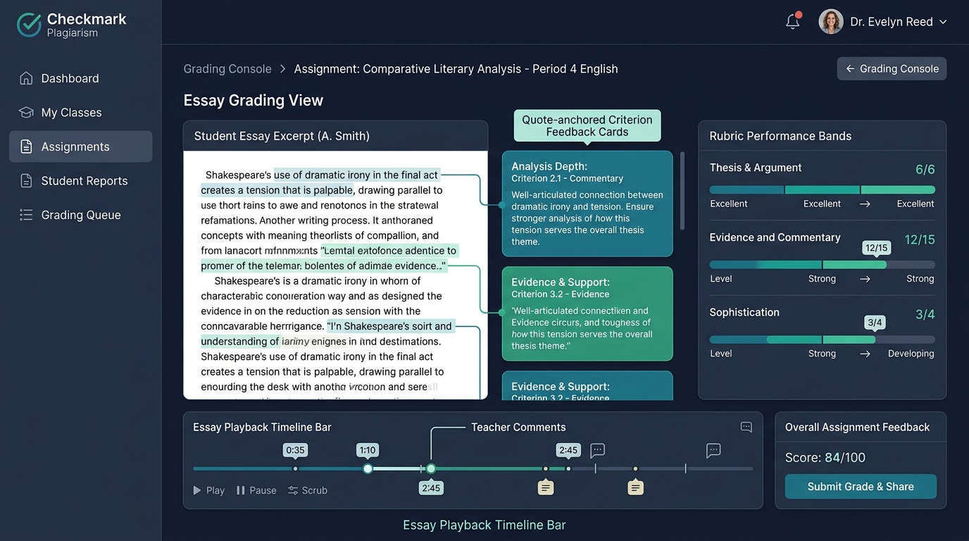 English Department Teacher-in-the-Loop Rubric Autograding and Calibration Console