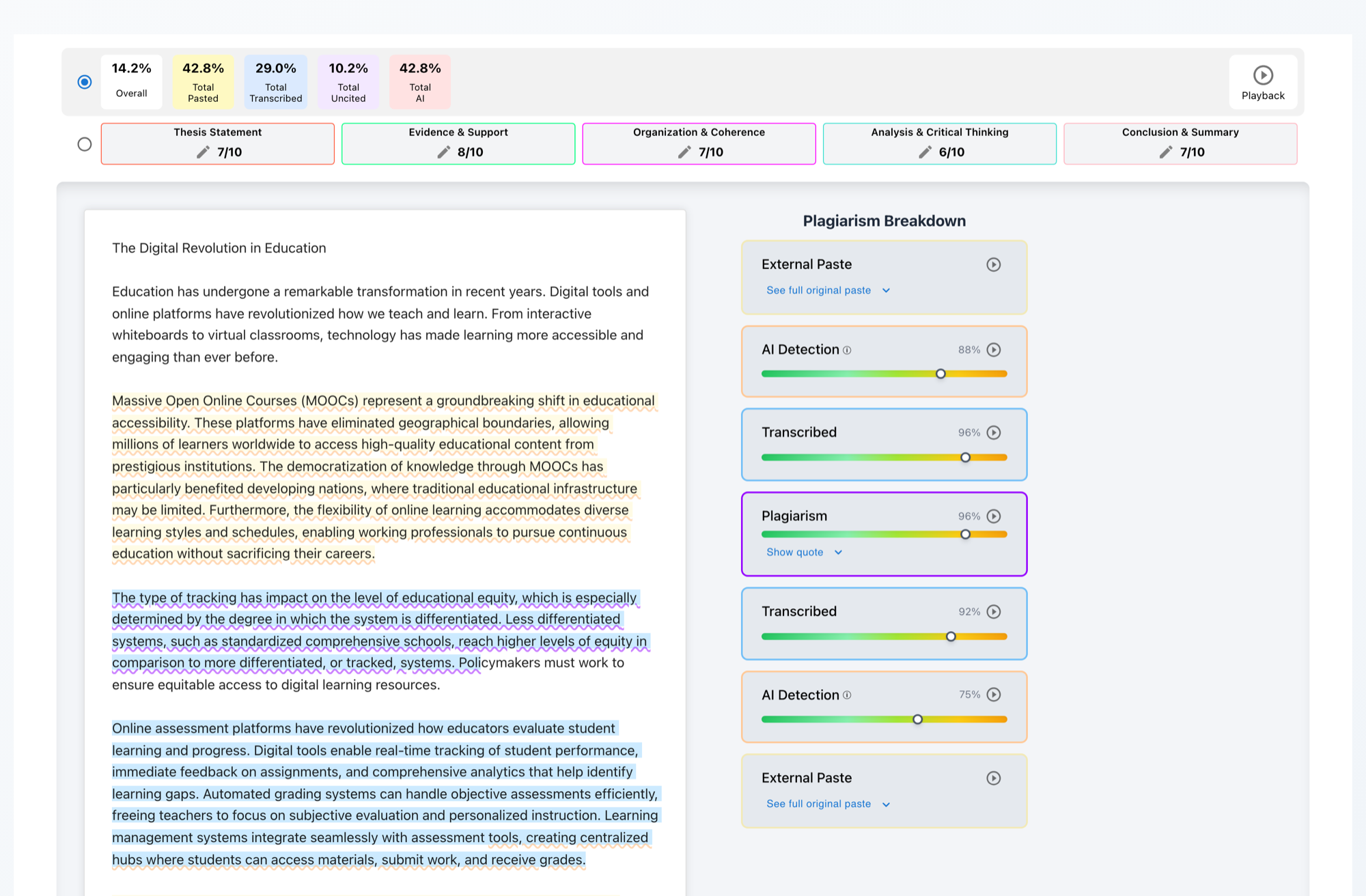 Checkmark Plagiarism Full Verification Suite with Multidimensional Matching and AI Breakdown